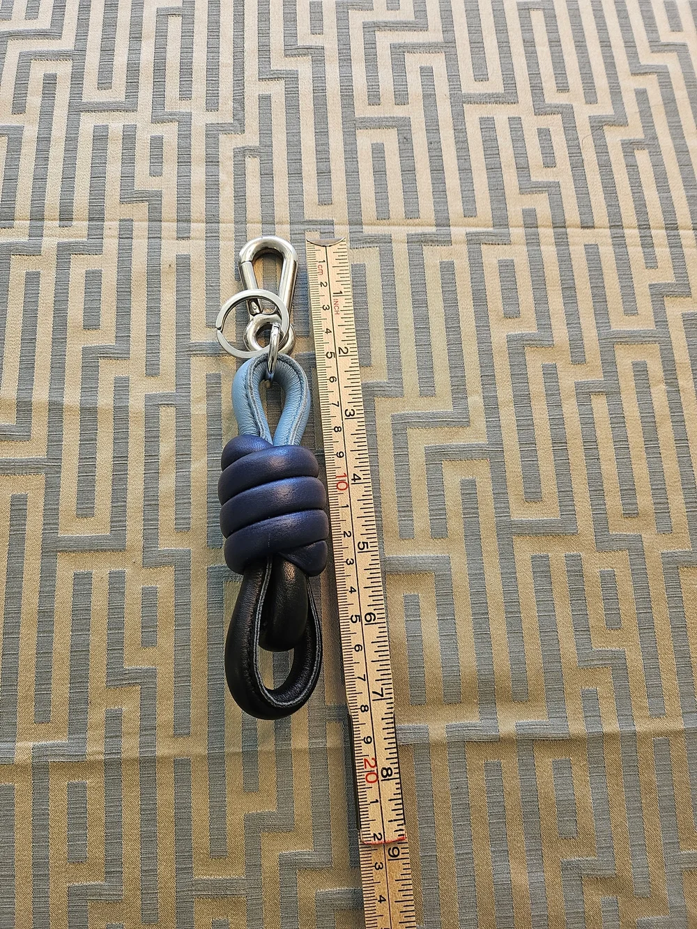 Loewe Tri-Loop Leather Knot Keyring in Teal, Navy & Black